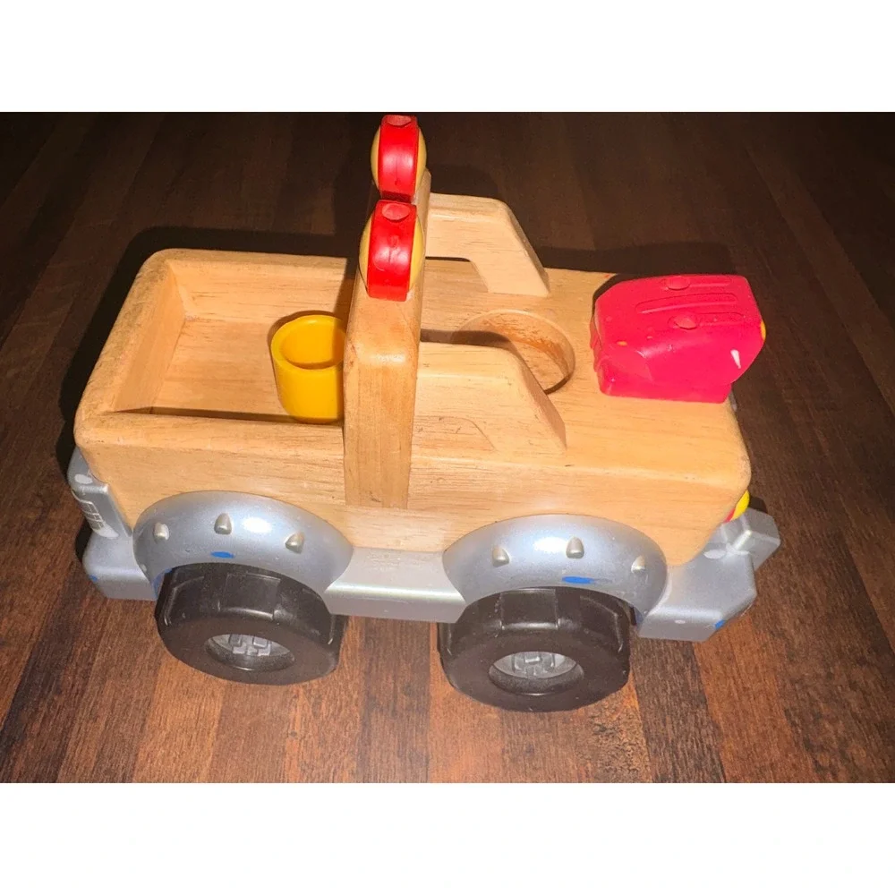 Vintage Little Tikes Wooden Toy Truck with Red and Yellow Accessories‎ Kids Play